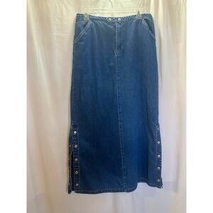Vintage Sunshine Apparel Denim Maxi Skirt – Size 11/12 – Snap Detail